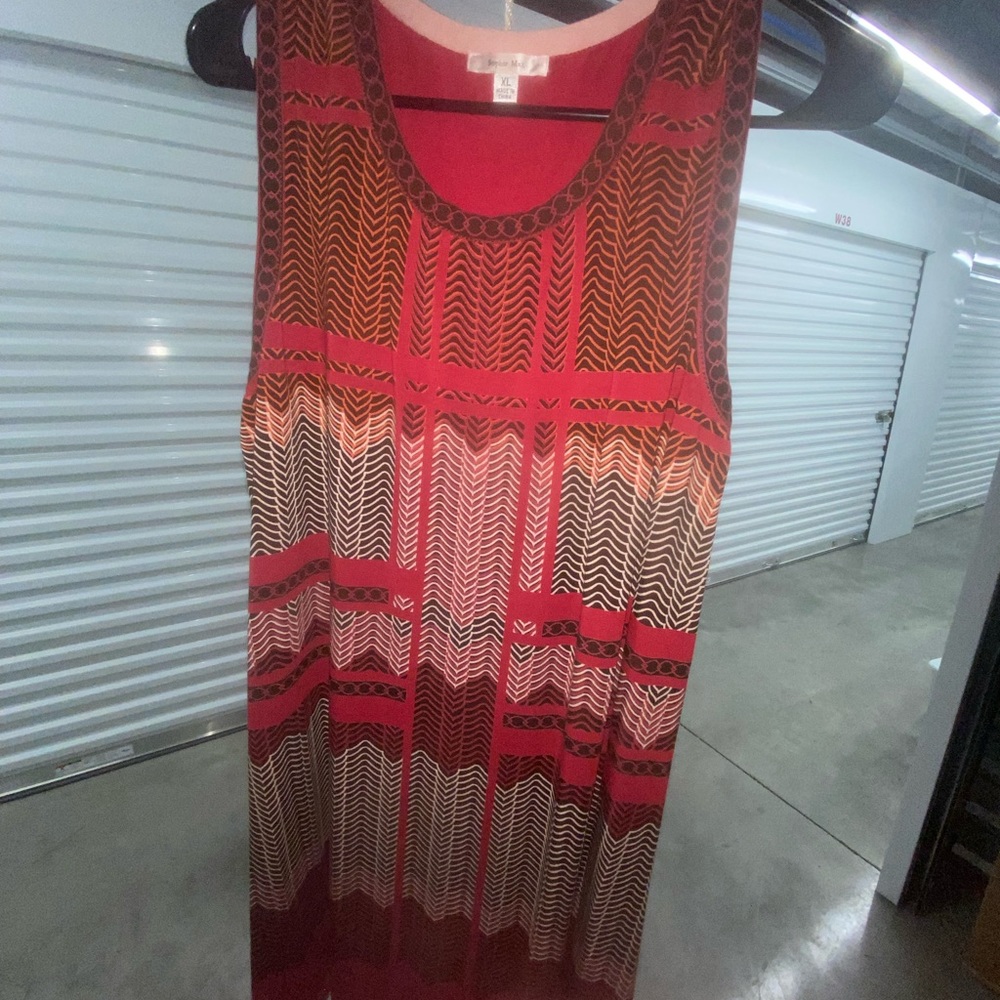 Red multi pattern dress
